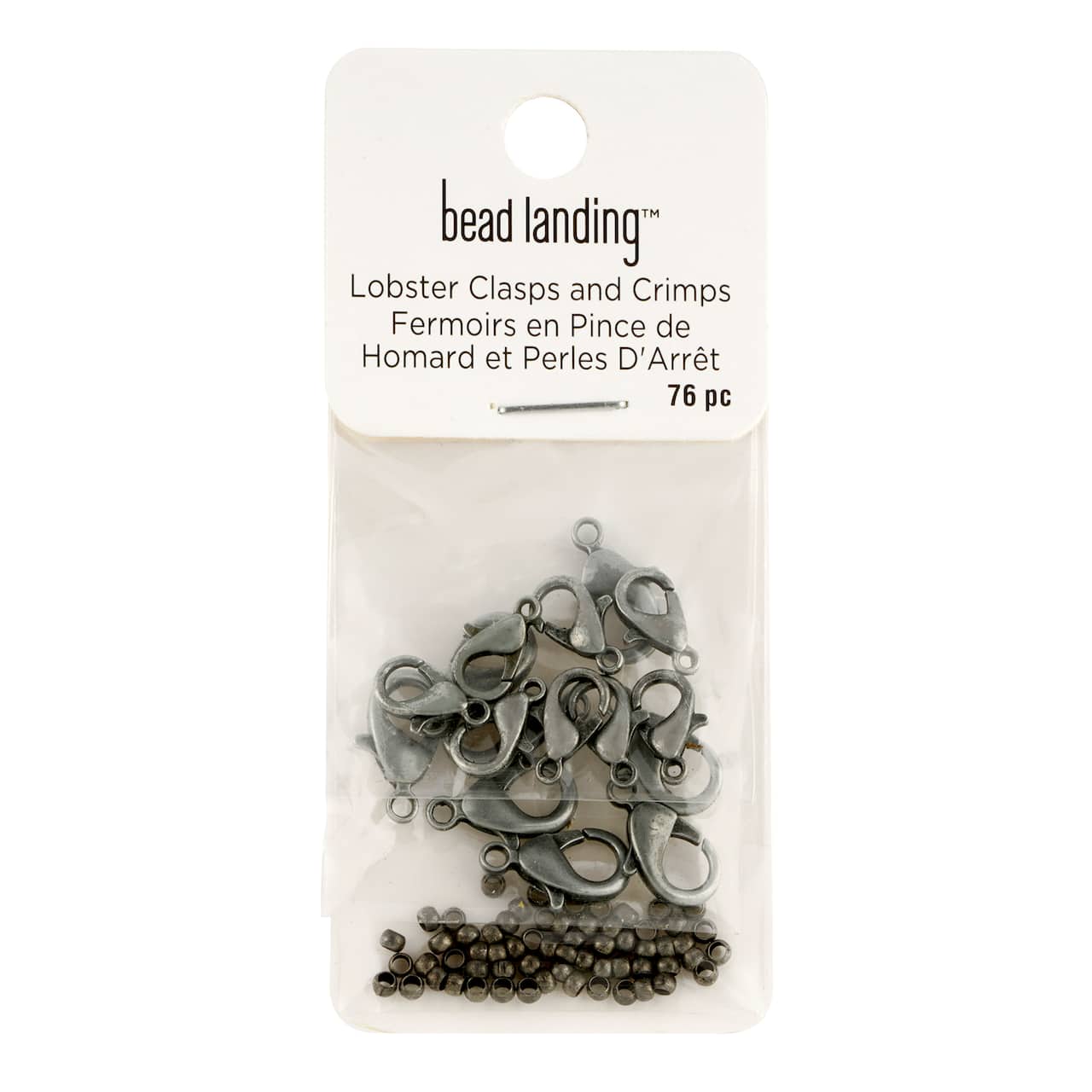 Bead Landing Lobster Clasps & Crimps - Oxidized Silver - 76 ct